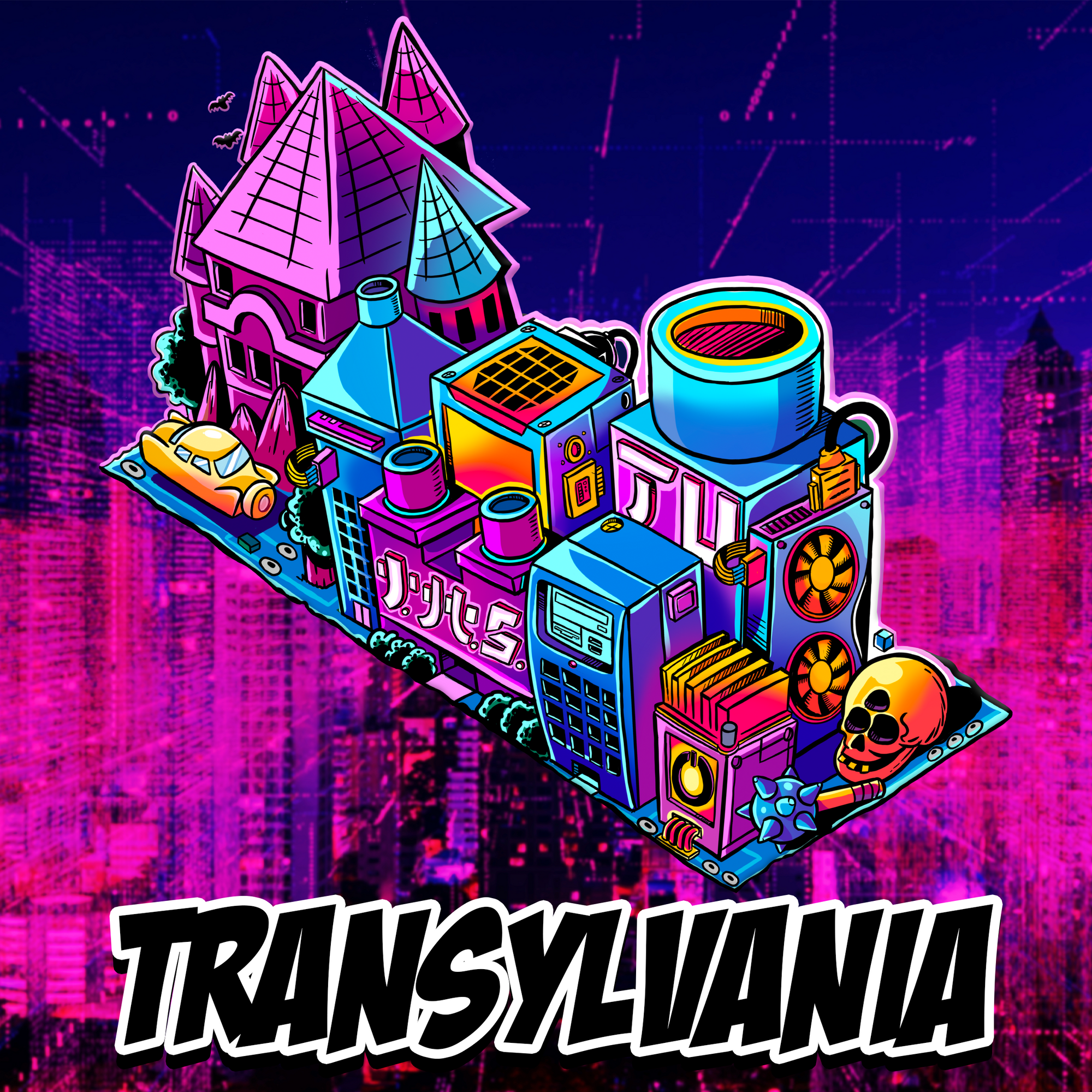 Transylvania in Smashcraft's Planet Future Zero, a busy city home to Dracula Jr. and Frankenstein