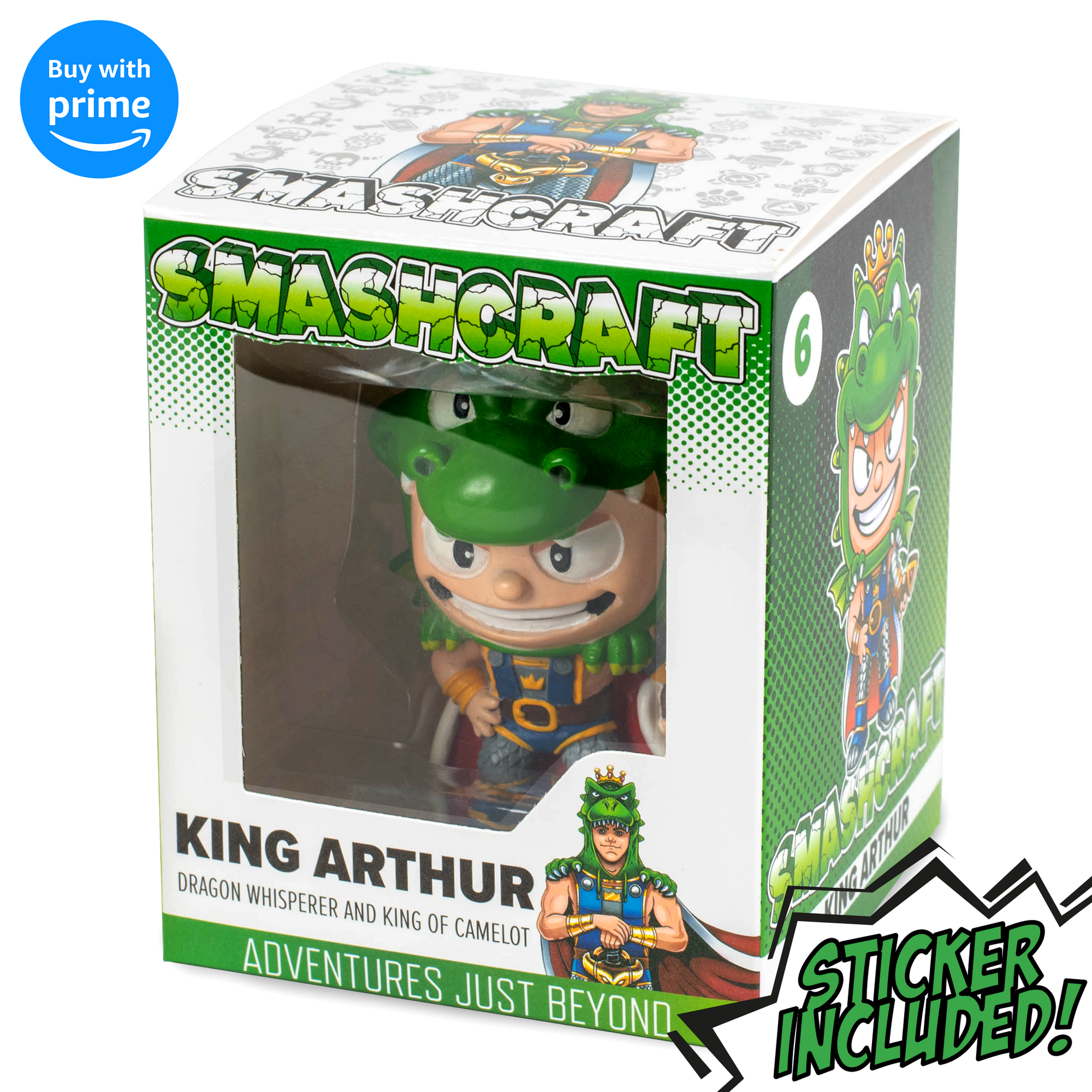 Smashcraft King Arthur Pendragon collectors box, with back story and memorabilia legend character sticker