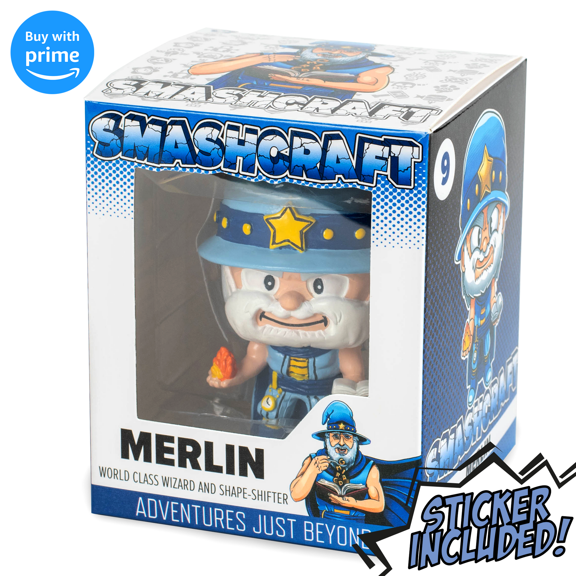 Smashcraft Merlin collectors box, with back story and memorabilia legend character sticker
