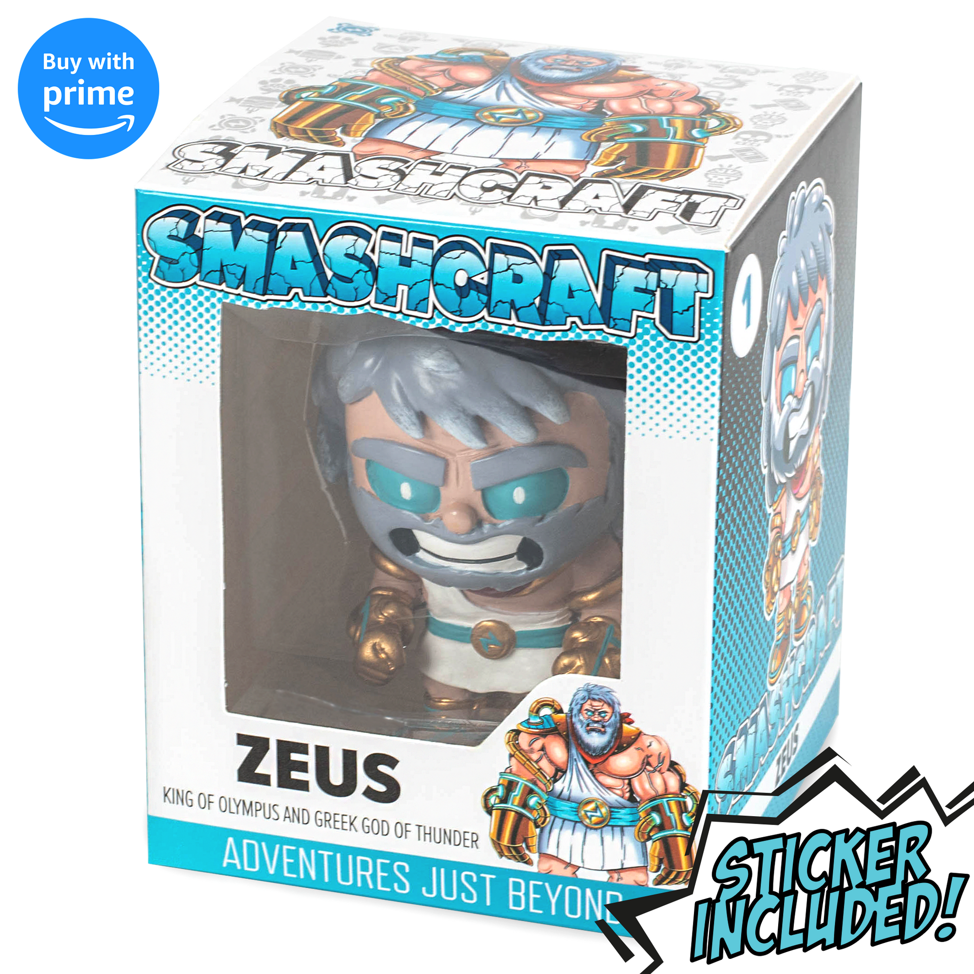 Smashcraft Zeus collectors box, with back story and memorabilia Greek character sticker